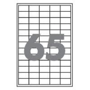 Самоклеющаяся бумага формата А4 разделенная на 65 этикетки размером 38х21мм, 100шт
