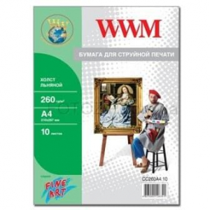 Холст WWM натуральний бавовняний й Fine Art, 260g, m2, A4, 10л (CC260A4.10)