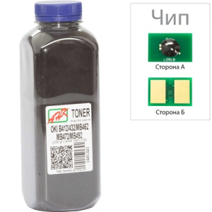 Тонер с чипом для OKI B412, 432, MB462  (тонер АНК, чип АНК) 250г, Black (1401339)