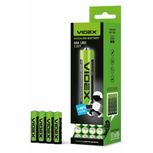 Батарейка лужна (alkaline) Videx LR06, AA 60 штук 25468-15sht купити в Україні | FOTOZIP
