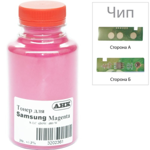 Тонер + чіп АНК для Samsung SL-C430 (тонер АНК, чіп АНК) бутль 30г Magenta (3202628)