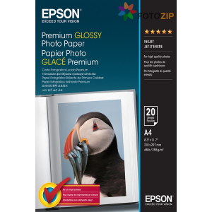 Фотобумага Epson Premium глянцевая 255г, A4, 20л (C13S041287)