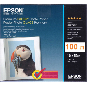 Бумага Epson  Premium Glossy Photo Paper, 255g, m2, 100 х 150мм, 100л (C13S041826)