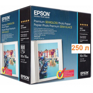 Бумага EPSON фото напівглянцева Premium Semiglossy Photo Paper, 251g, 10х15см, 250л (C13S042200)