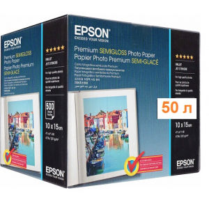 Фотобумага EPSON полуглянцевая Premium Semiglossy Photo Paper, 251g, 10х15см, 50л