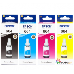 Комплект чорнил Epson L100, L110, L120, L200, L210, L222, L300, L312, L350, L355, L362, L366, L456, 4x70мл оригінал
