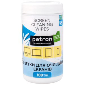 Серветки для очищення екранів у туба 100 шт Patron (F3-059) F3-059 замовити в Україні | FOTOZIP