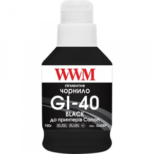 Чорнила WWM GI-40 для Canon 190г, Black Пігментні (G40BP)