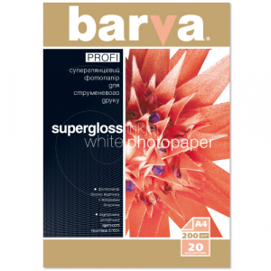 Суперглянцевая фотобумага А4, 200г/м2, 20 л, BARVA Profi (IP-R200-160)