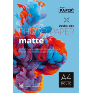 Двосторонній матовий фотопапір PAPIR A4 300 г/м, 50 аркушів