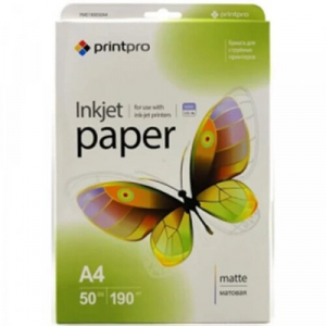 Фотопапір PrintPro фматовий 190г/м, A4, 50арк, PME190050A4