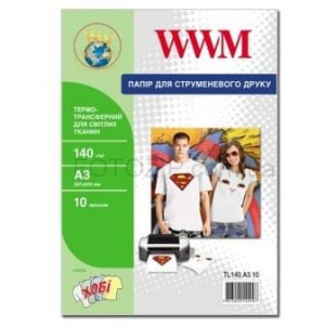 Термотрансфер WWM для світлих тканин 140г, м кв , A3 , 10л (TL140.A3.10)