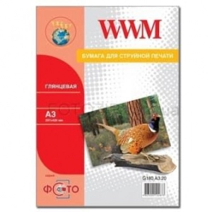 Фотопапір WWM, глянцевий 180g, m2, A3, 20л (G180.A3.20)