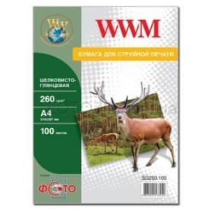 Фотобумага WWM, шелковисто глянцевая 260g, m2, A4, 100л (SG260.A4.100)