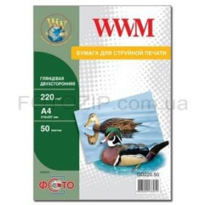 Фотопапір WWM, глянцевий двусторонняя, 220g, m2, А4, 1000л (GD220.1000)