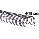 Пружина металлическая для переплета, шаг 2:1, 40 шт./уп., d 19 мм, черная
